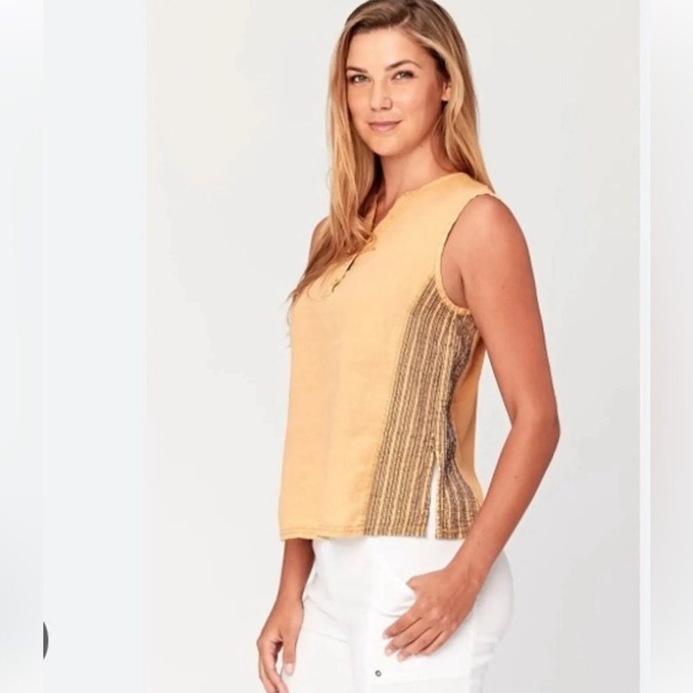 XCVI Nessa Embroidered Linen Tank Top Size Large